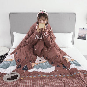 Wearable Weighted Blanket with Sleeves Thick Warm Comforter