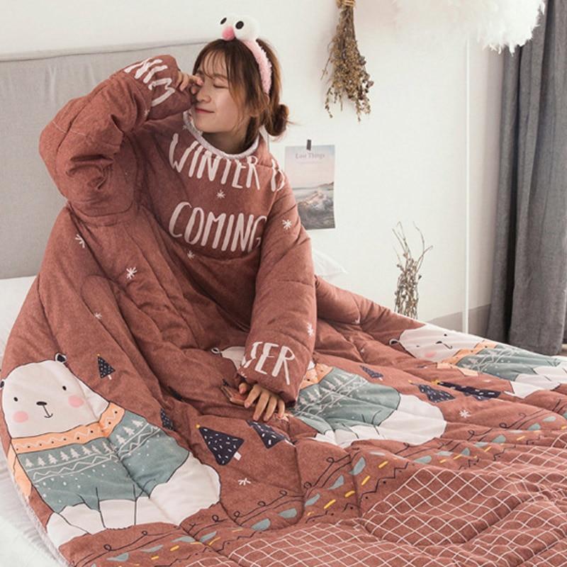 Wearable Weighted Blanket with Sleeves Thick Warm Comforter