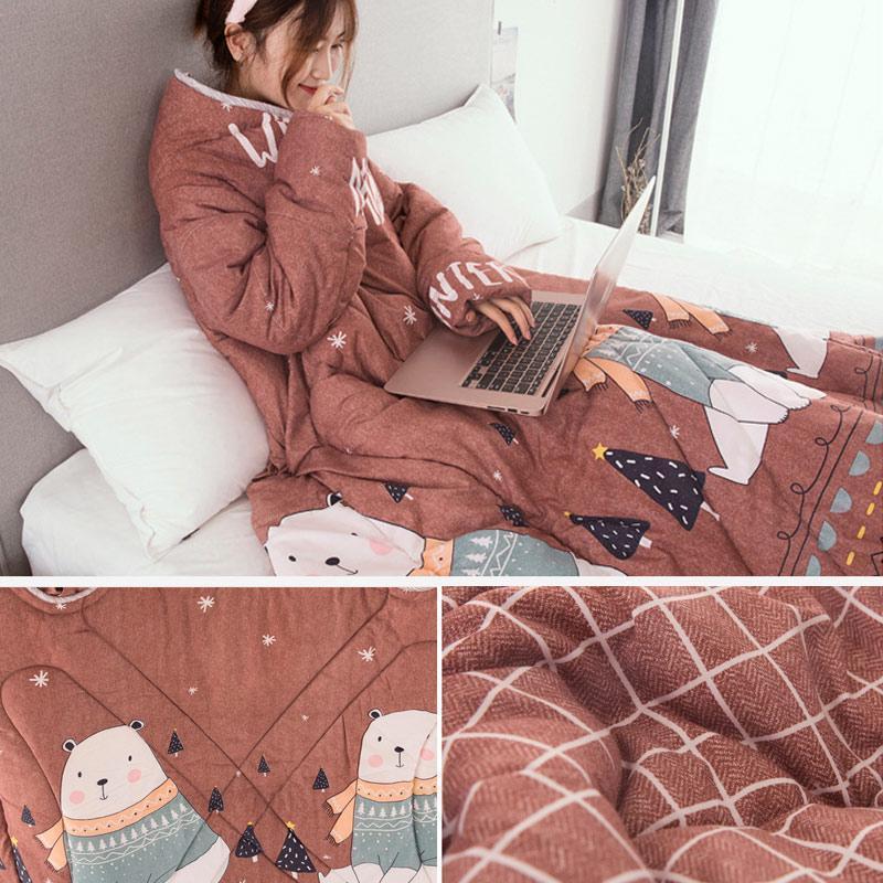 Wearable Weighted Blanket with Sleeves Thick Warm Comforter