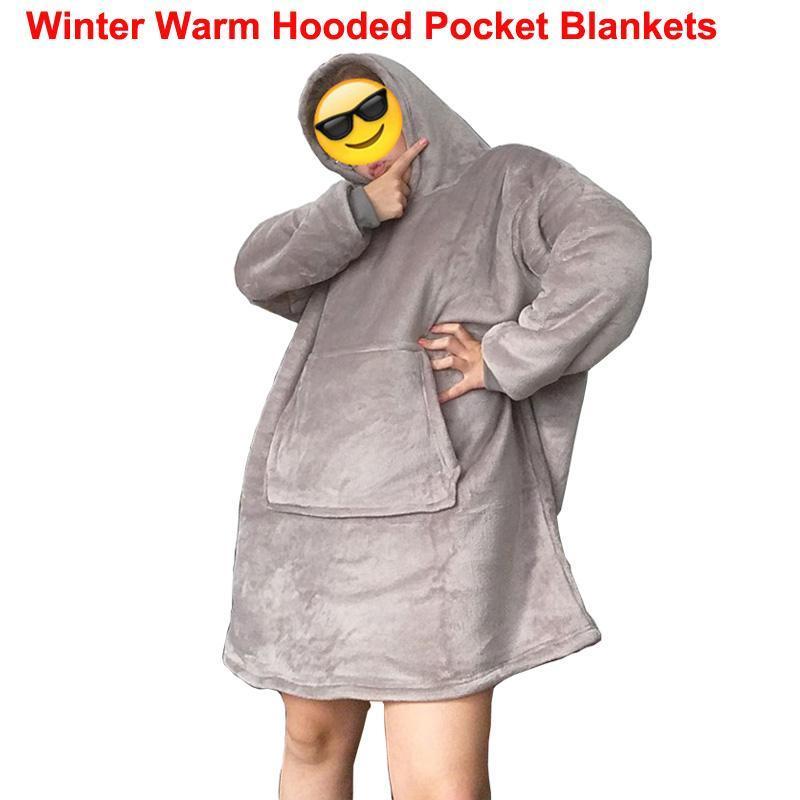 Winter Hooded Blanket with Pocket