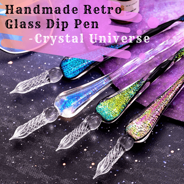 Handmade Retro Glass Dip Pen - Crystal Universe