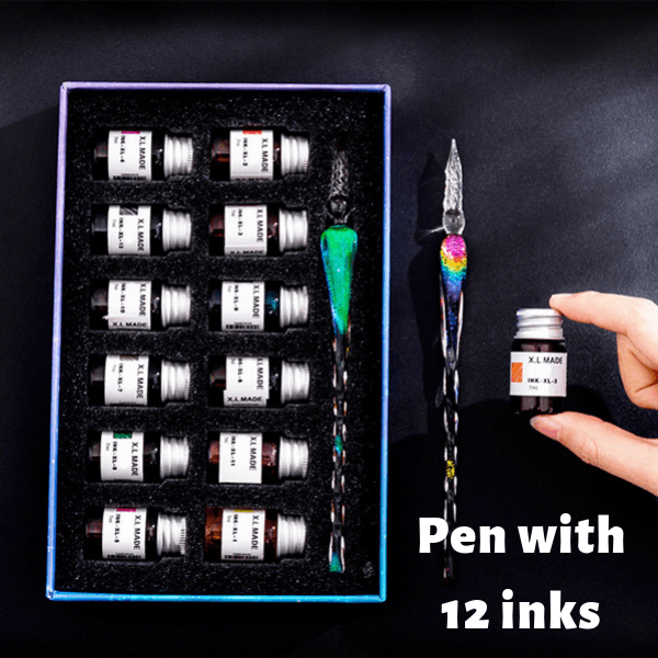 Handmade Retro Glass Dip Pen - Crystal Universe