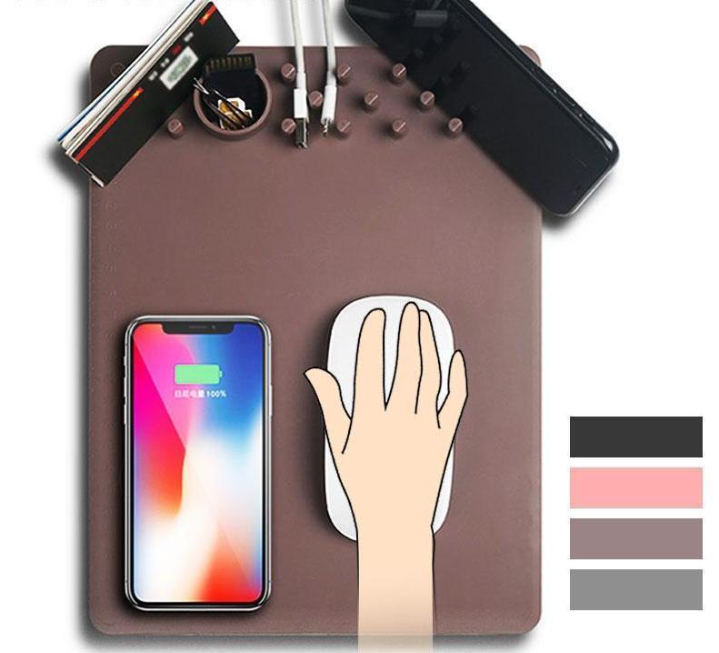 Wireless Charging Mouse Pad and Gadget Organizer