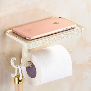 Antique Toilet Paper Holder with Mobile Phone Shelf