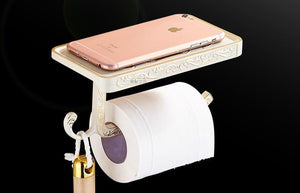 Antique Toilet Paper Holder with Mobile Phone Shelf