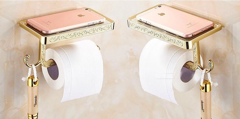 Antique Toilet Paper Holder with Mobile Phone Shelf