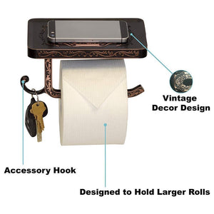 Antique Toilet Paper Holder with Mobile Phone Shelf