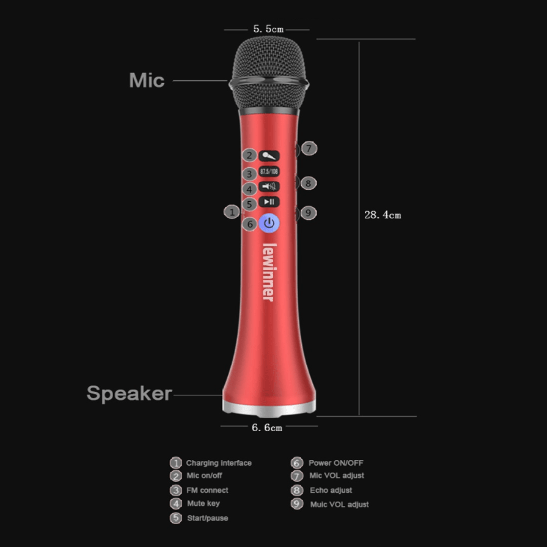 Professional Bluetooth Wireless Karaoke Microphone Speaker